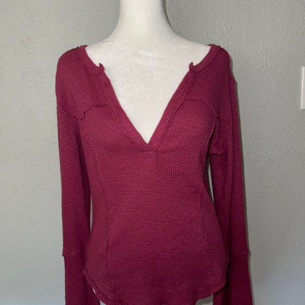 Free People Give A Little‎ Tee Thermal Fairytale Magenta NWOT Small